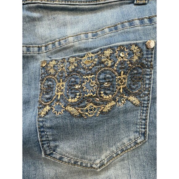 Christopher & Banks Womens Denim Shorts Size 8 Blue Jeans Emblemished - Picture 12 of 12